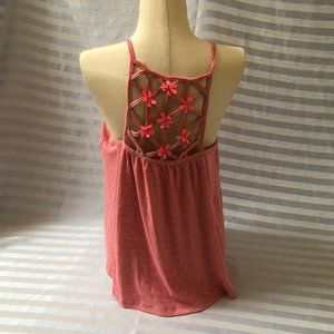 Fluorescent pink/gray striped tank top w/flowers-NWT Sz 18